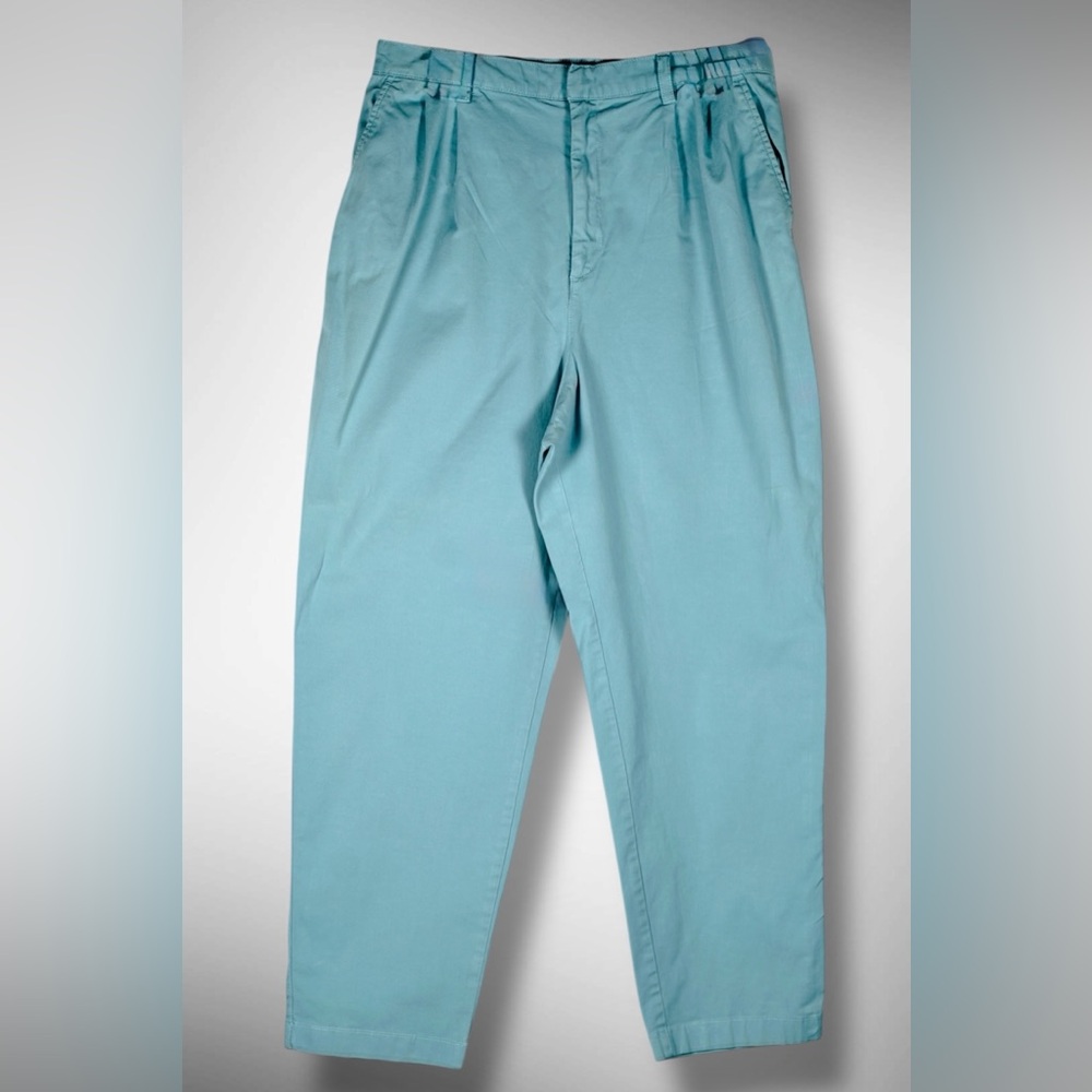 GAP High Rise Pleated Tapered Pants Mineral Blue Cotton Blend – Women’s Size 14 - Picture 4 of 16